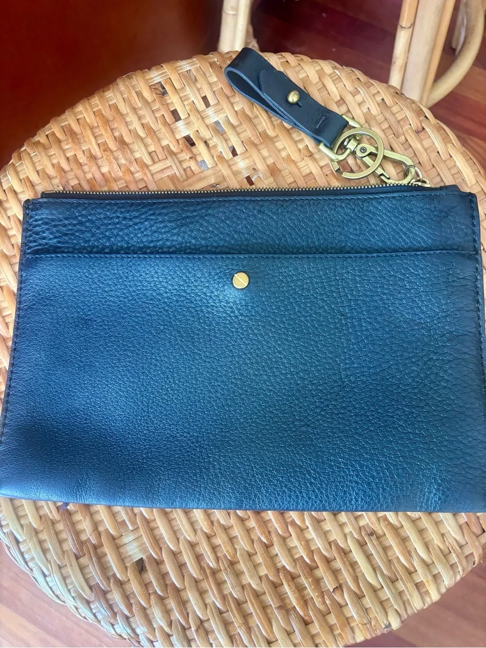 J.Crew black pebbled leather Signet clutch